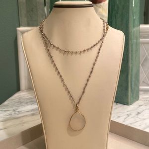 Moonstone necklace on moonstone and vermeil moonstone beaded chain